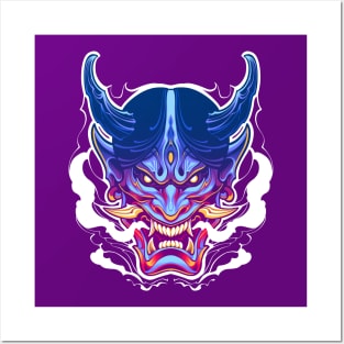 cool japanese oni mask Posters and Art